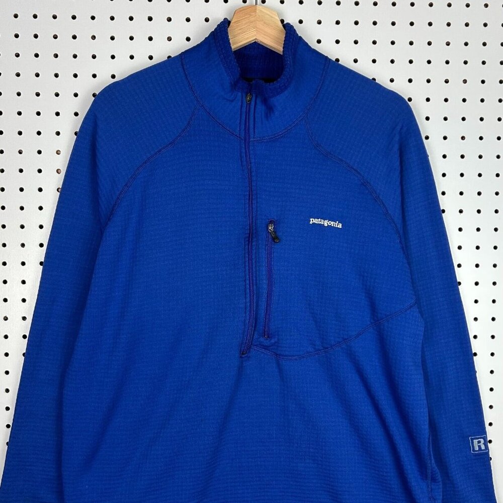 Patagonia Half Zip Blue Sweater Mens XL Blue Vintage USA Made R1 Waffle Knit